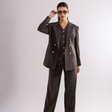 ADRIENNE BLAZER WITH WAISTCOAT & STRAIGHT LEGGED PANTS SET